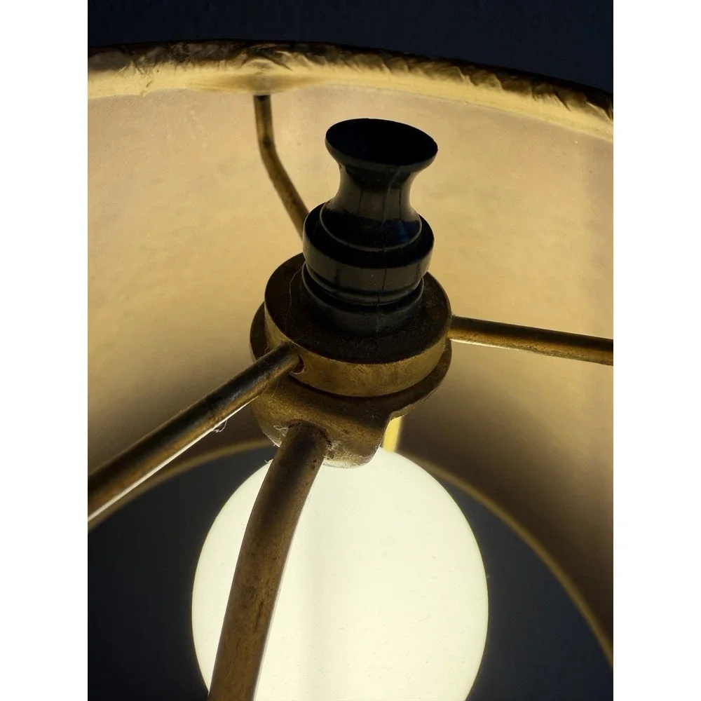 Vintage Brass‎ Leviton Candlestick Lamp With Amber Shade